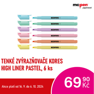 Tenké zvýrazňovače Kores za akční cenu!High Liner Pastel